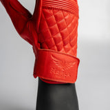 Cafe Quilted Leather Motorcycle Gloves - Red