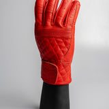 Cafe Quilted Leather Motorcycle Gloves - Red