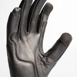 Cafe Quilted Leather Motorcycle Gloves - Black