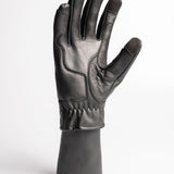 Cafe Quilted Leather Motorcycle Gloves - Black