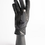 Cafe Quilted Leather Motorcycle Gloves - Black