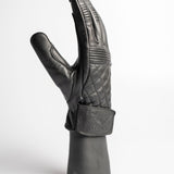 Cafe Quilted Leather Motorcycle Gloves - Black