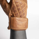 Cafe Quilted Leather Motorcycle Gloves - Toffee