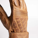 Cafe Quilted Leather Motorcycle Gloves - Toffee