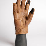 Cafe Quilted Leather Motorcycle Gloves - Toffee