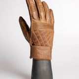 Cafe Quilted Leather Motorcycle Gloves - Toffee