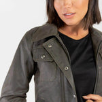Avalon Green Reinforced Waxed Cotton Womens Jacket Merla Moto