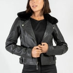 Fly By Night Womens slimline leather Motorcycle Jacket Merla Moto